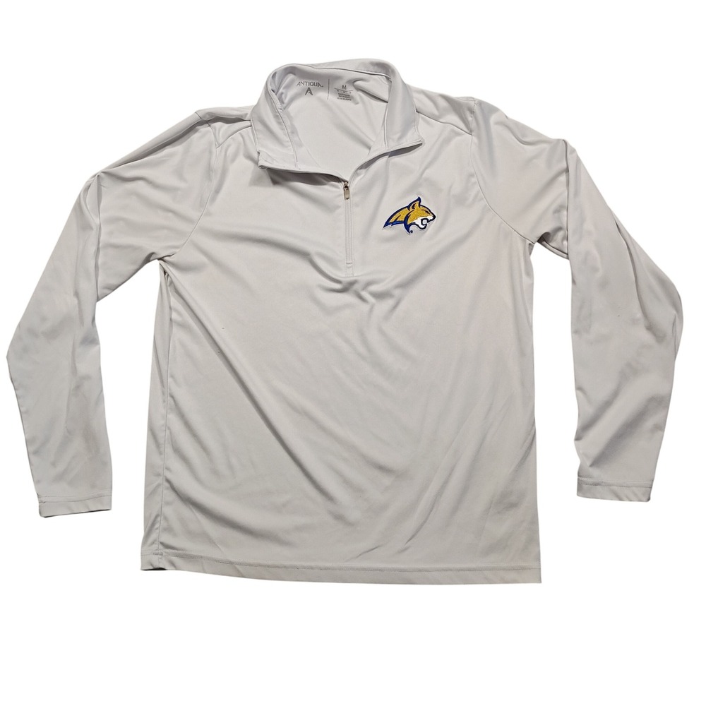 Montana State Bobcats Antigua 1/4 Zip Pullover Mens M NCAA White Performance Top